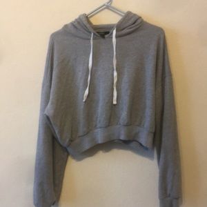 Forever 21 Grey Cropped Hoodie